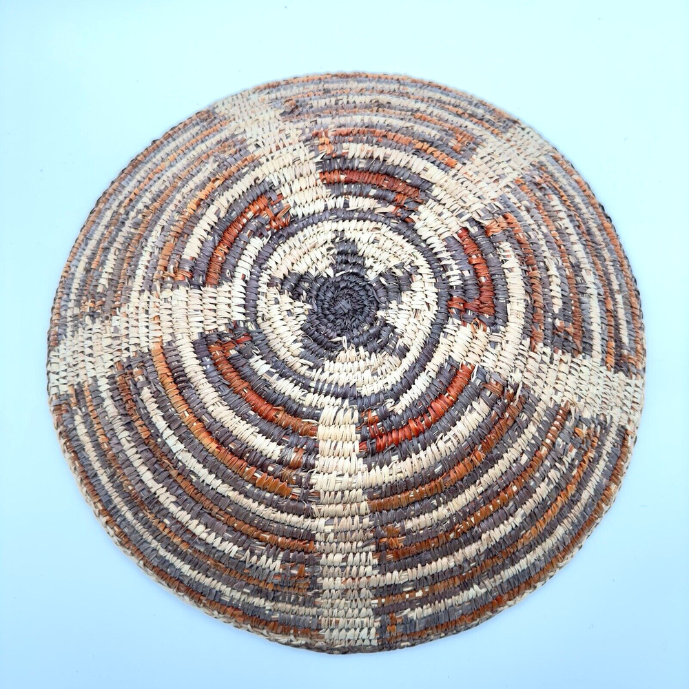 Hand Woven Coiled Basket 15.5" Southwestern Design Bowl Wall Decor Boho Tribal - Picture 5 of 8